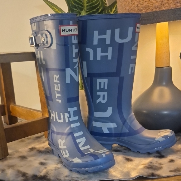 Hunter Blue Graphic Tall Rain Boots - Picture 2 of 4